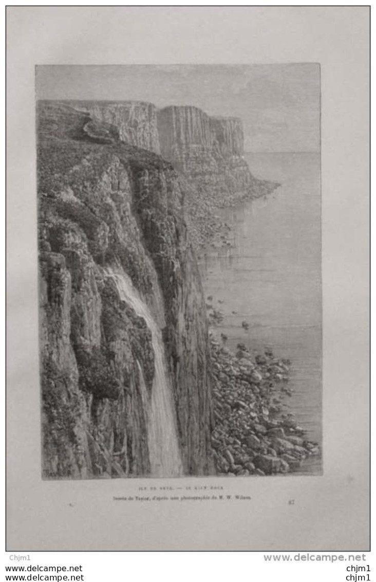 île De Skye - Le Kilt Rock -  Page Original 1879 - Historical Documents