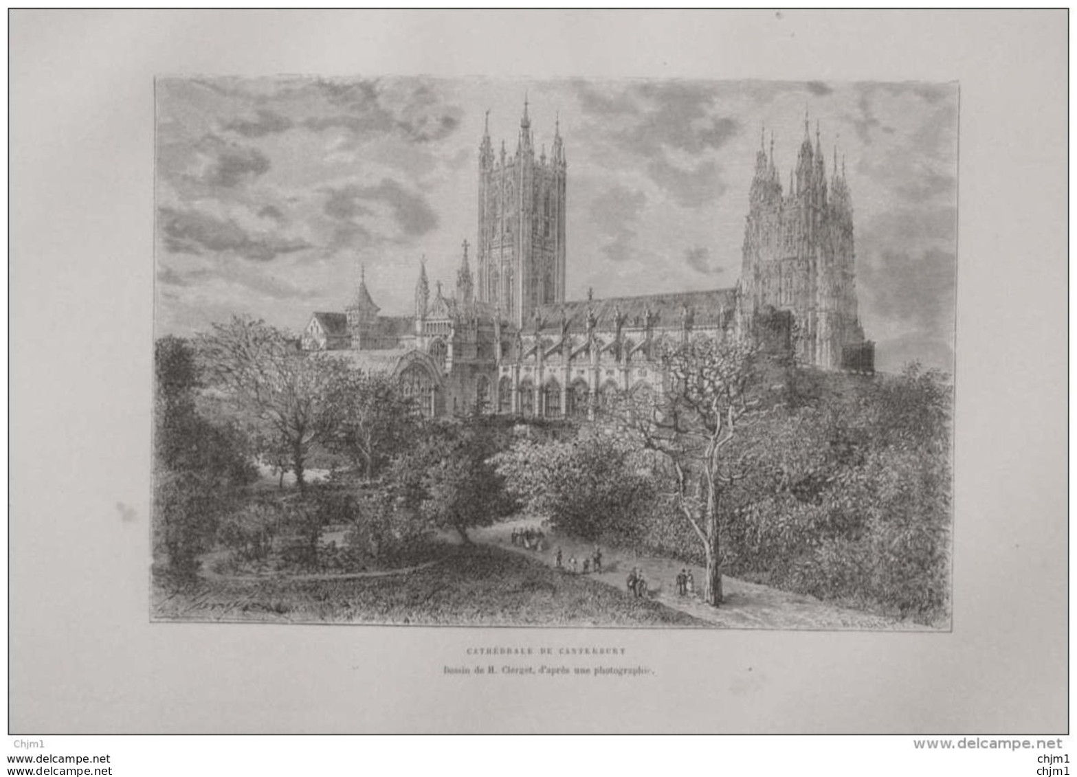 Cathédrale De Canterbury  -  Page Original 1879 - Historical Documents