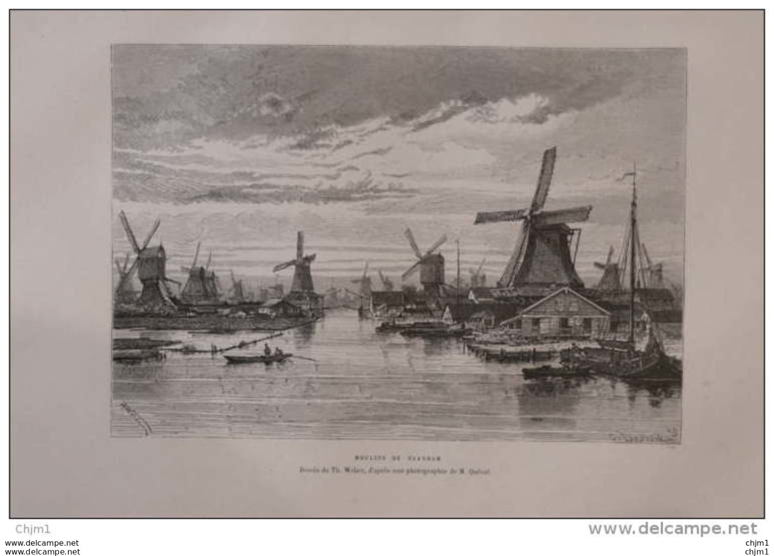 Moulins De Zaandam -  Page Original 1879 - Documents Historiques