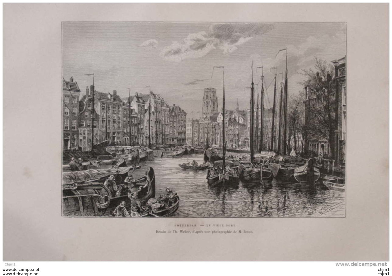 Rotterdam - Le Vieux Port -  Page Original 1879 - Historische Dokumente