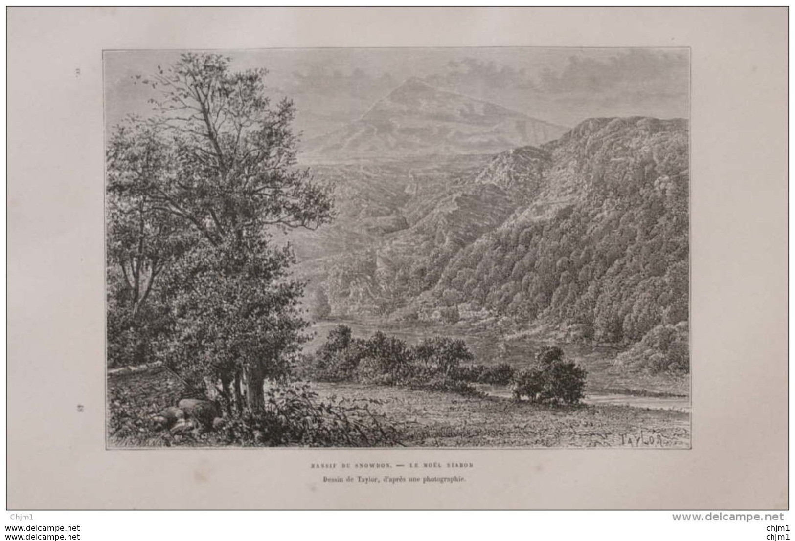 Massif Du Snowdon - Le Moel Siabod -  Page Original 1879 - Documents Historiques