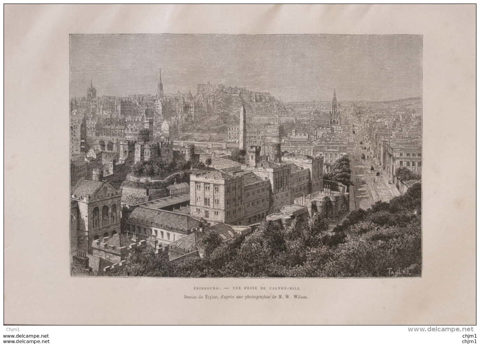 Edimbourg (Edinburgh) - Vue Prise De Calton-Hill -  Page Original 1879 - Historical Documents