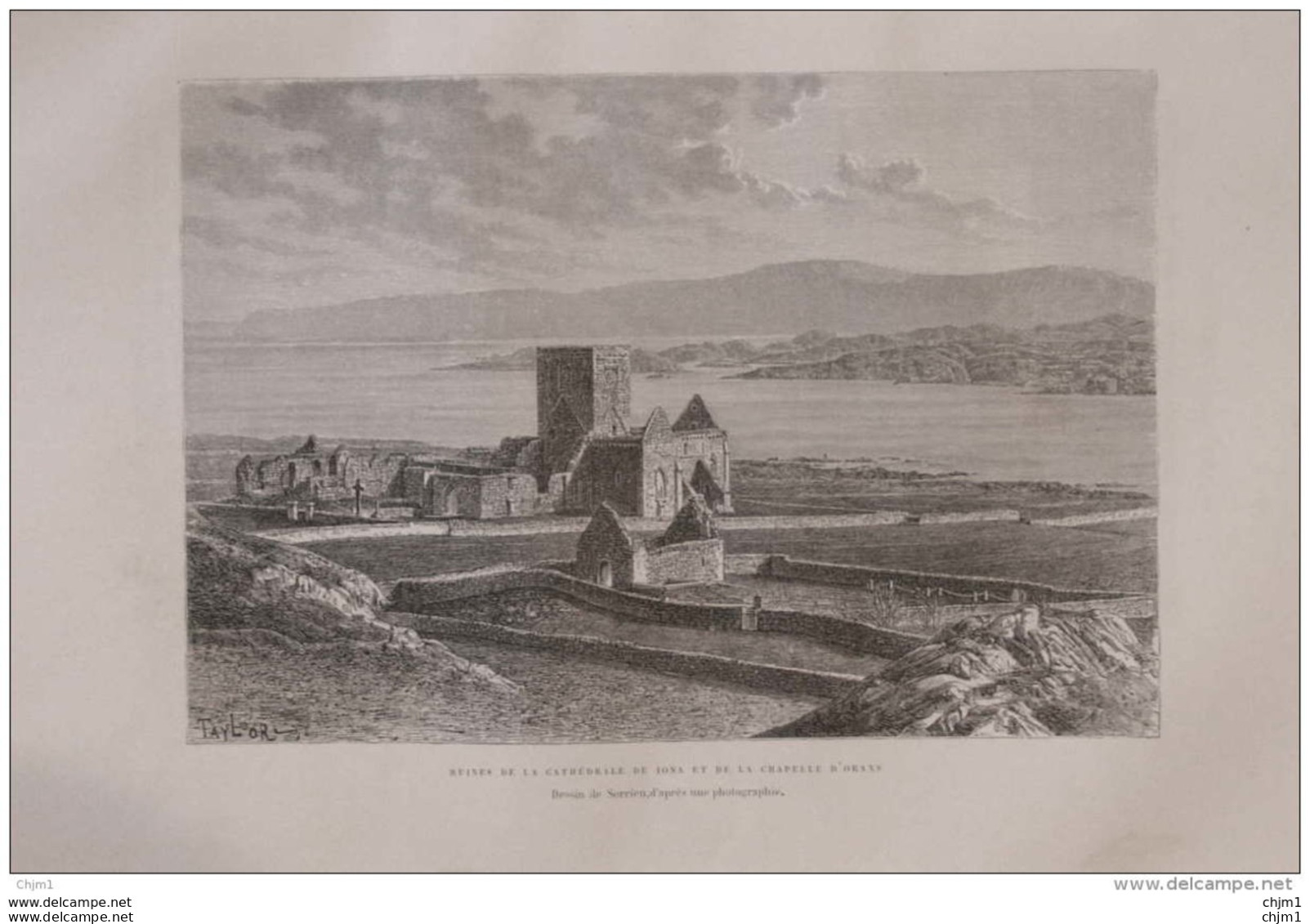 Ruines De La Cathédrale De Iona Et De La Chapelle D'Orans-  Page Original 1879 - Documents Historiques