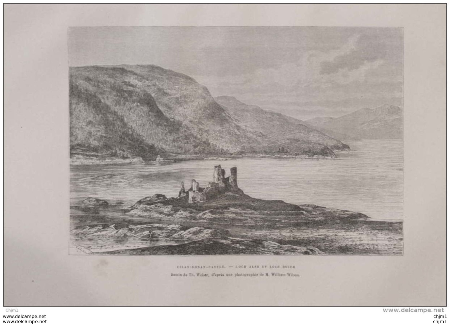 Eilan-Donan-Castle - Loch Alsh Et Loch Duich-  Page Original 1879 - Documents Historiques