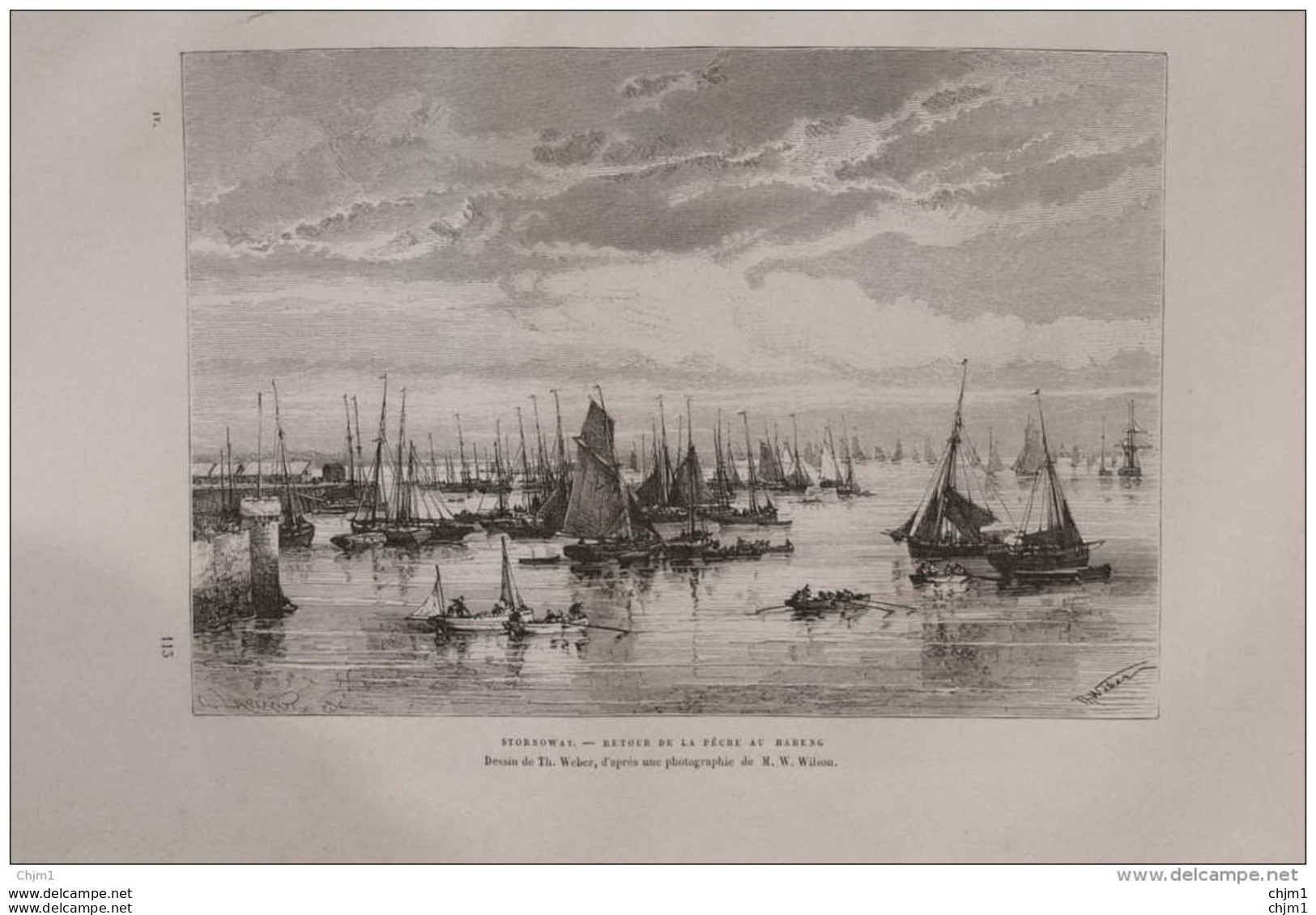 Storonoway- Retour De La Pêche Au Hareng -  Page Original 1879 - Documents Historiques