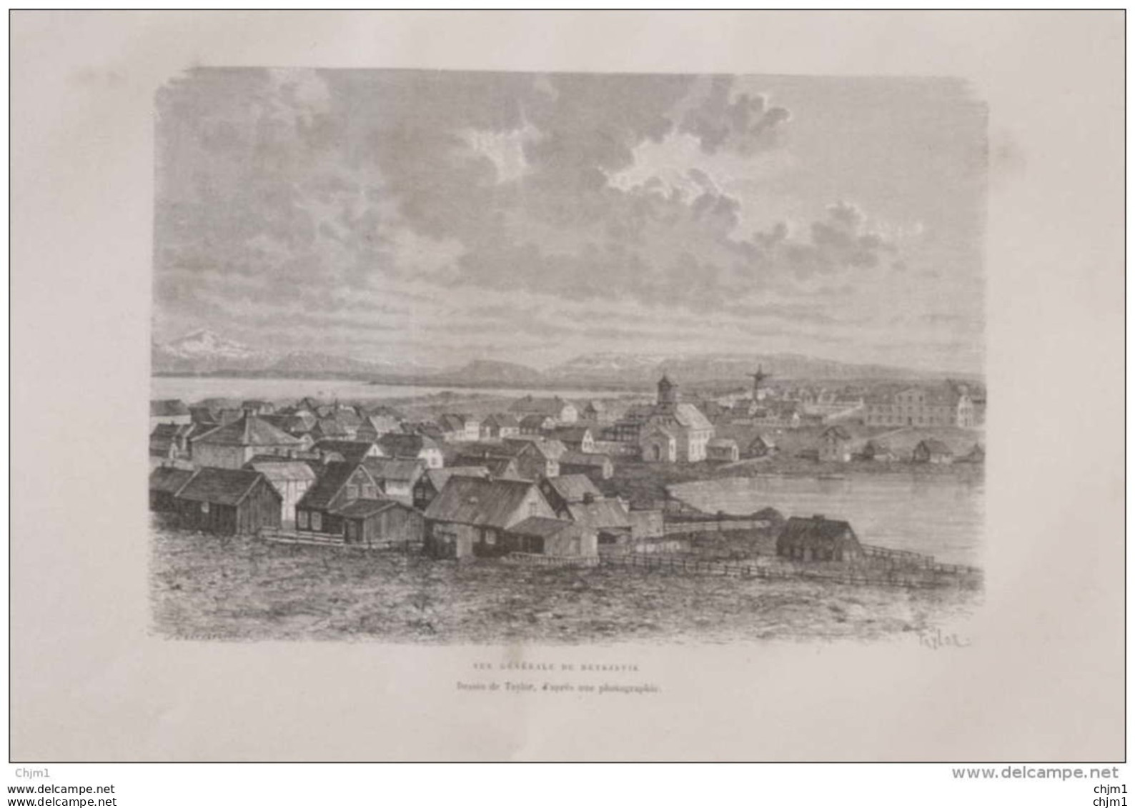 Vue Générale De Reykjavik -  Page Original 1879 - Historische Dokumente