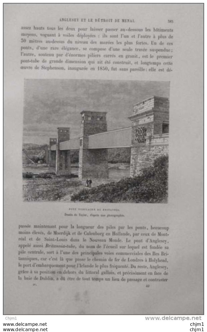 Pont Tubulaire De Britannia -  Page Original 1879 - Historische Documenten