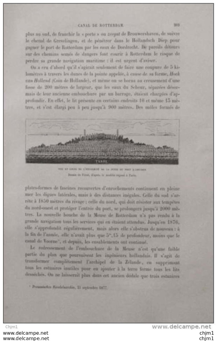 Vue En Coupe De L'extremité De La Jetée Du Port D'Ijmuiden -  Page Original 1879 - Historical Documents