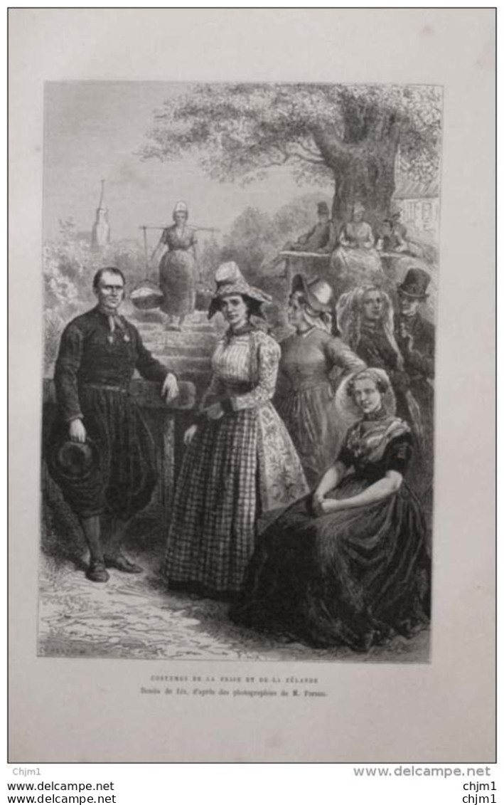 Costumes De La Frise Et De La Zélande -  Page Original 1879 - Historical Documents