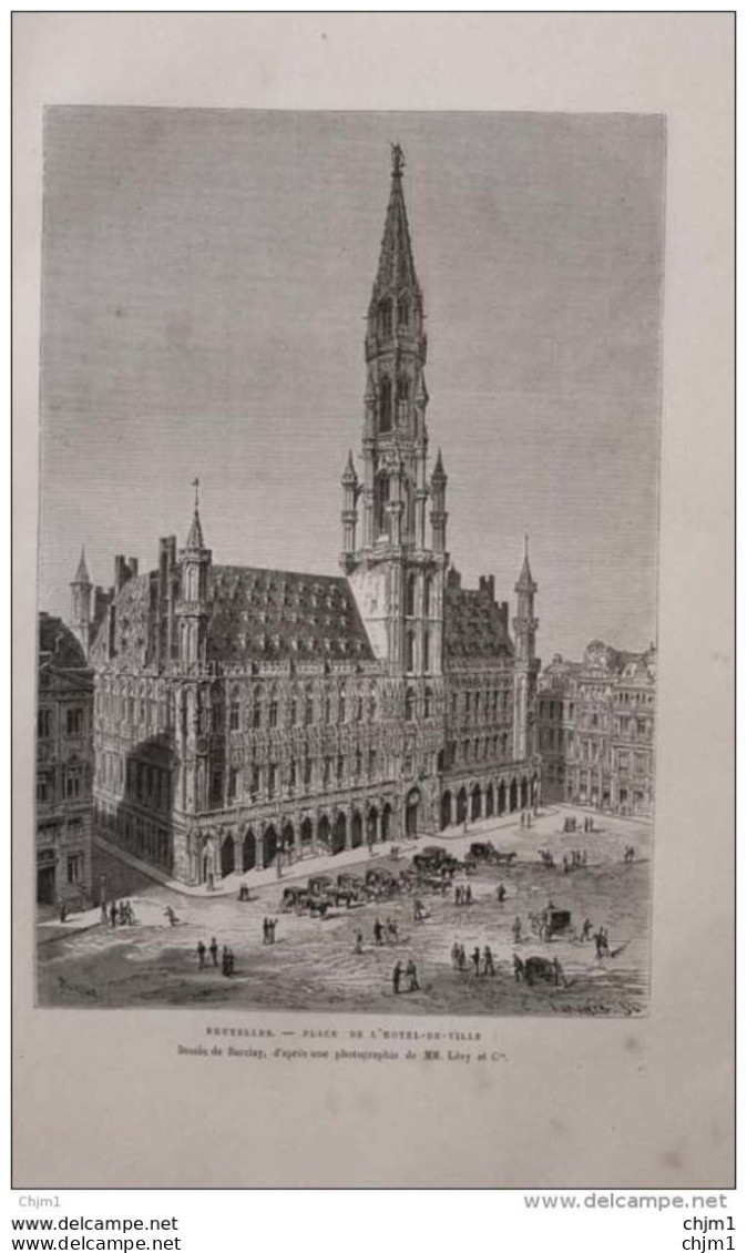 Bruxelles - Place De L'hôtel-de-ville -  Page Original 1879 - Historische Dokumente