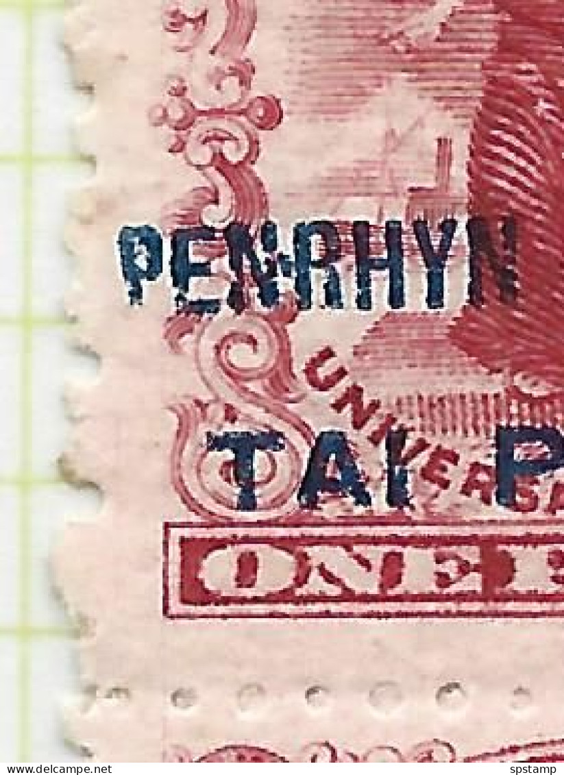 Penrhyn Island 1902 Overprints On NZ 1d MNH / MLH Marginal Block Of 8 , 2 Units With Broken N Variety - Penrhyn