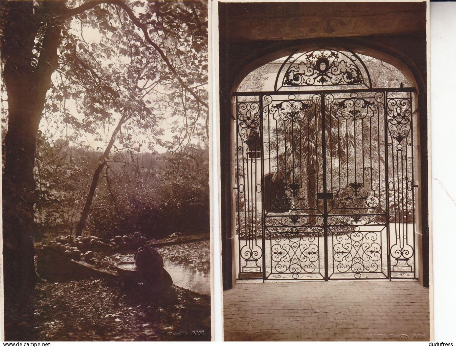 AIX EN PROVENCE LOT 2 CARTES PHOTOS AMIEL   LES PARCS ET ANCIEN ARCHEVECHE GRILLE DU JARDIN - Aix En Provence