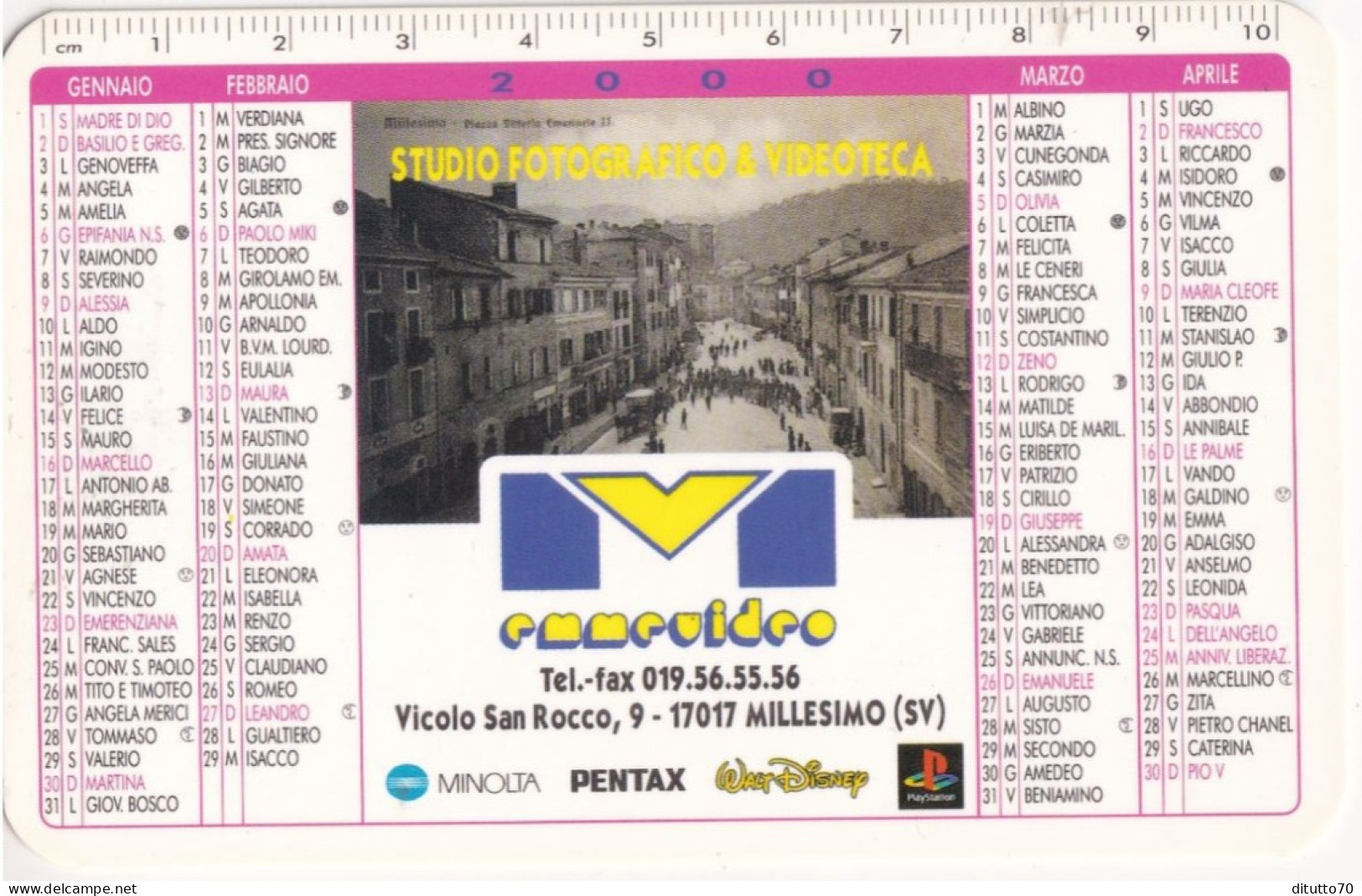 Calendarietto - Emmevideo - Millesimo - Savona - Anno 2000 - Kleinformat : 1991-00