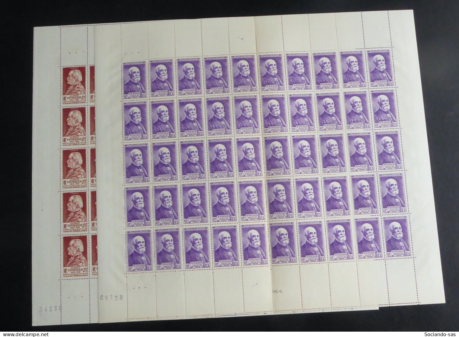 FRANCE - 1946 - N°YT. 748 à 749 - Fournier Et Becquerel - Feuilles Complètes - Neuf Luxe ** / MNH - Full Sheets