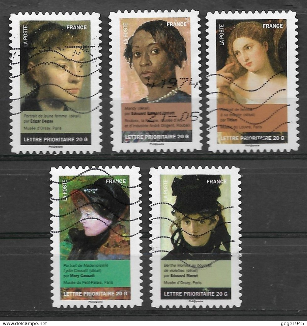 France 2012  Oblitéré Autoadhésif  N°   679 - 680 - 682 - 683 - 685   "  Portraits De Femmes  Dans La Peinture  " - Used Stamps