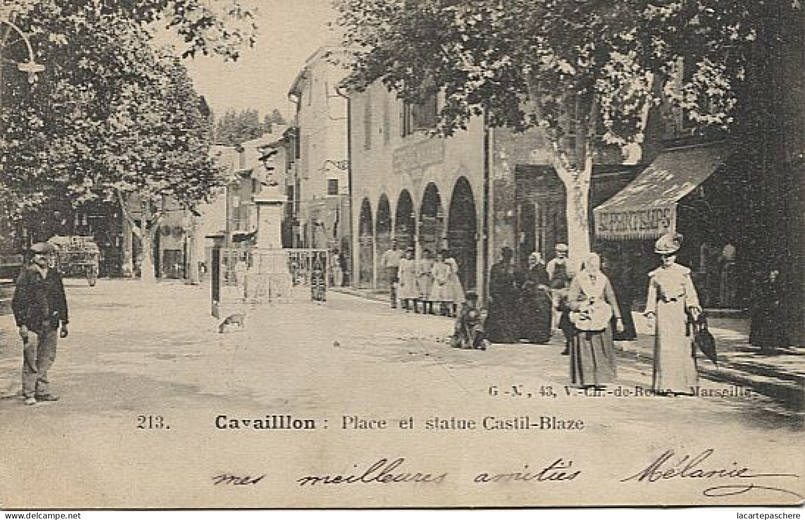 X122957 VAUCLUSE CAVAILLON PLACE ET STATUE CASTIL BLAZE MAGASIN AU PRINTEMPS PRECURSEUR AVANT 1904 - Cavaillon