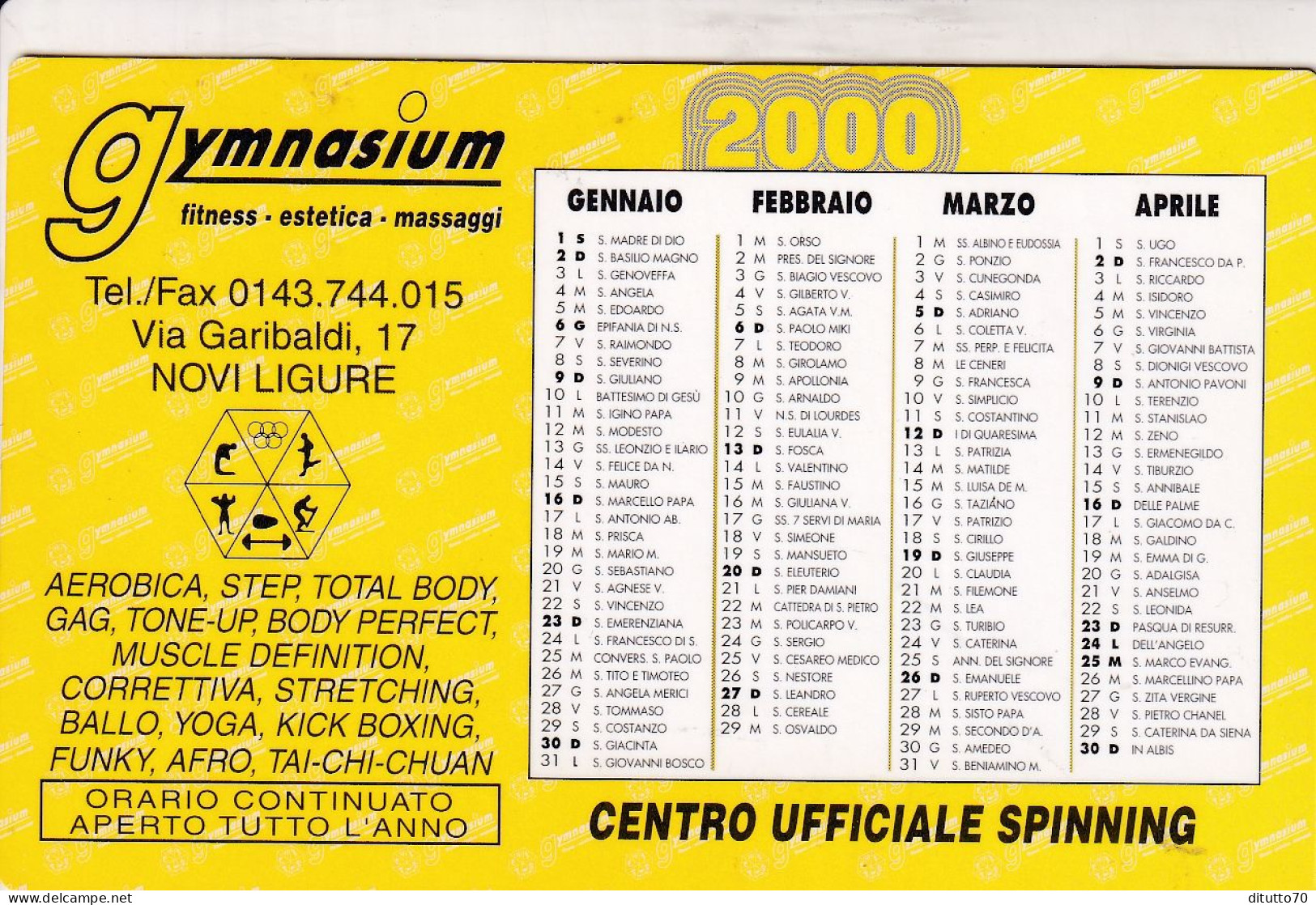 Calendarietto - Gymnasium - Novi Ligure - Anno 2000 - Small : 1991-00