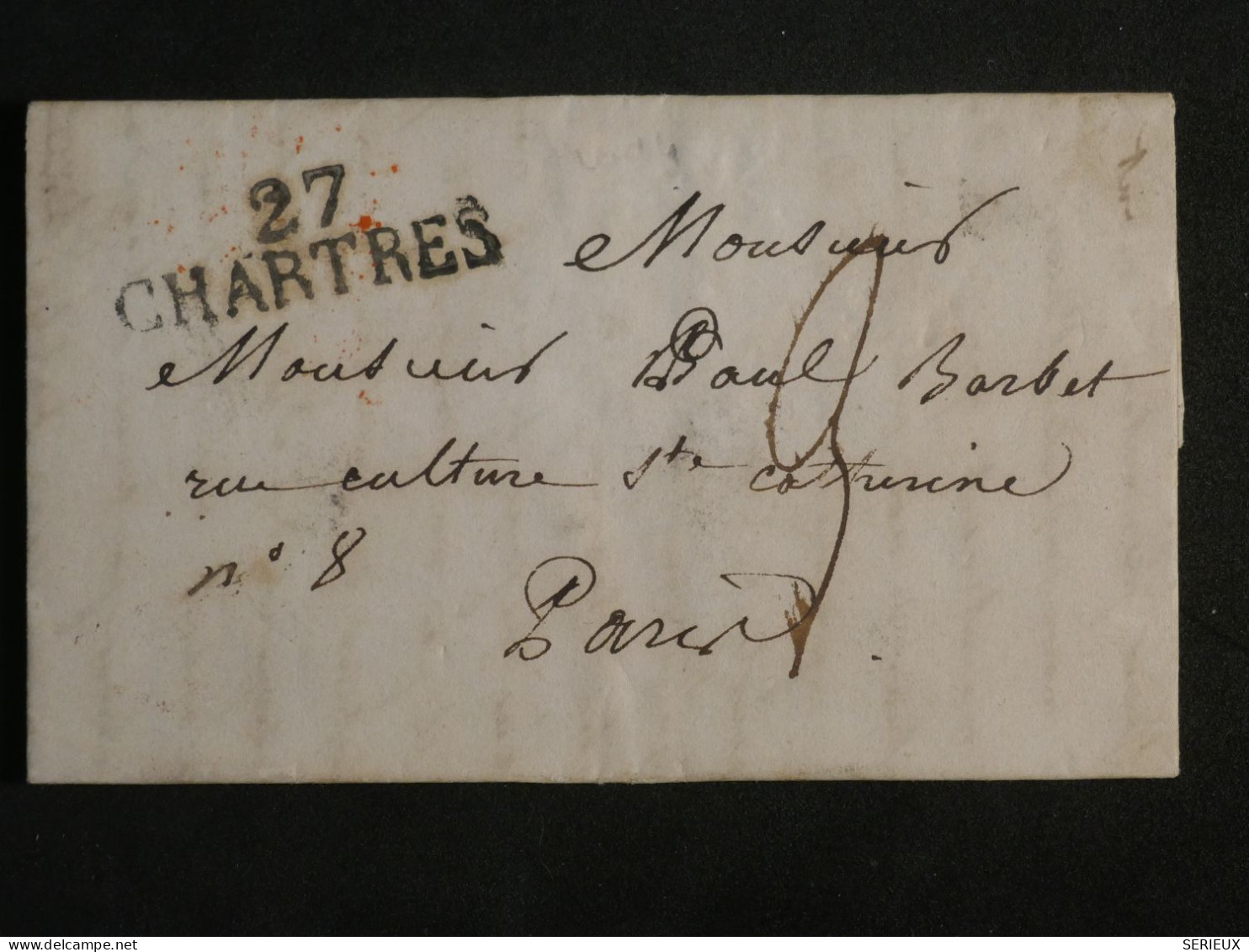 DN14 FRANCE  LETTRE RARE  1823   CHARTRES A PARIS +BELLE FRAPPE  + +AFF. INTERESSANT++ - 1801-1848: Vorläufer XIX