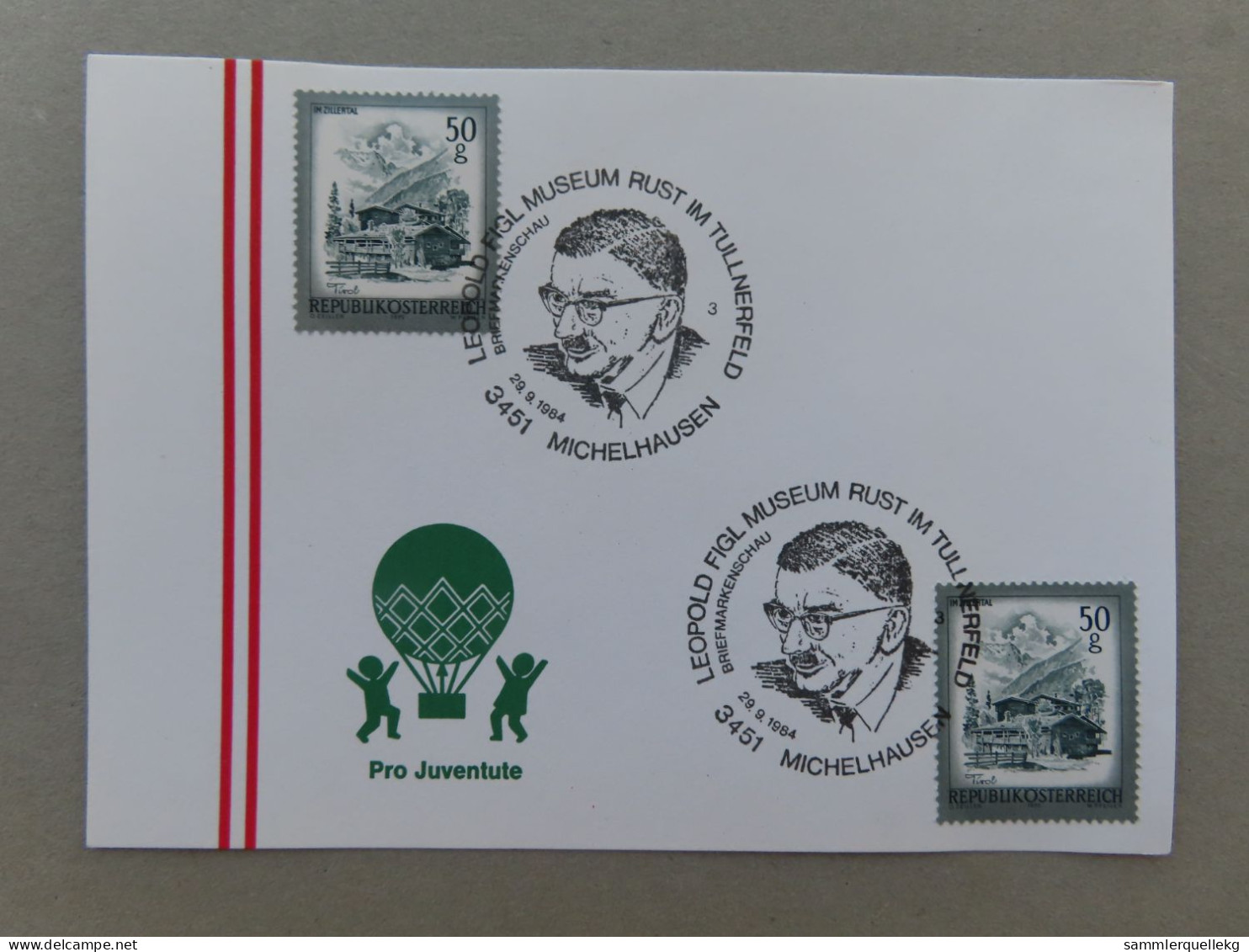 Österreich Pro Juventute - Mit Sonderstempel 28. 9. 1984 Michelhausen, Leopold Figl Museum Rust Im Tullnerfeld (Nr.1142) - Sonstige & Ohne Zuordnung