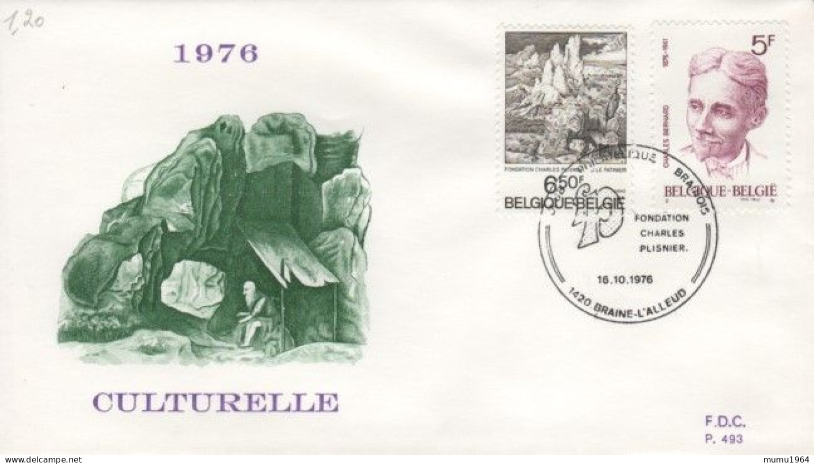 COB - FDC N° 493 - Timbre N° 1828-30 - 1971-1980