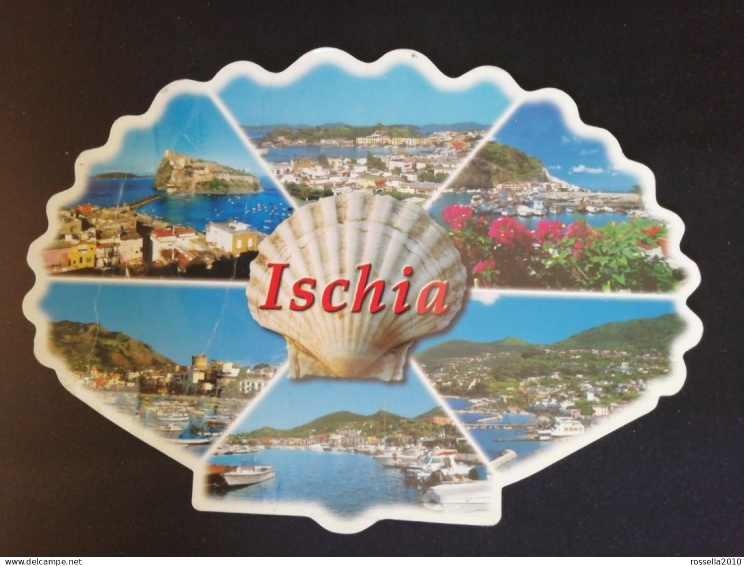 CARTOLINA FORMA CONCHIGLIA 2004 ITALIA NAPOLI ISOLA ISCHIA SALUTI VEDUTINE Italy Postcard ITALIEN Ansichtskarten - Greetings From...