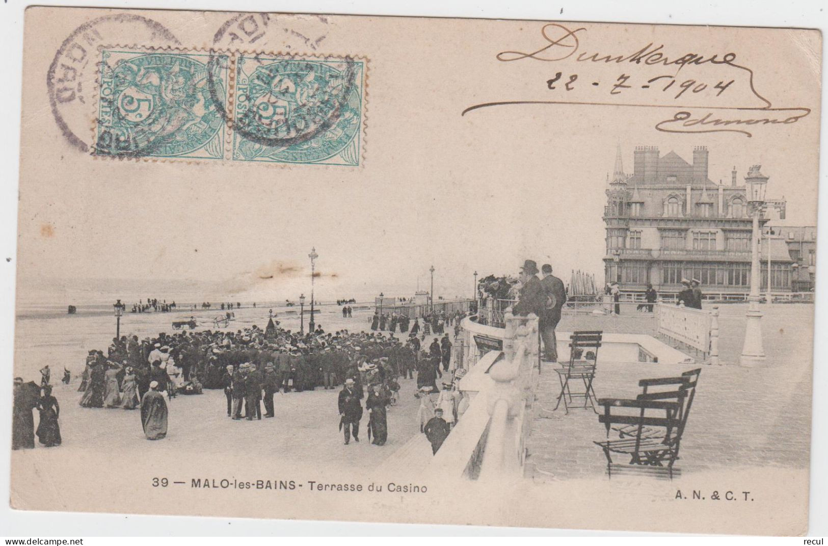 NORD - 39 - MALO  Les BAINS - Terrasse Du Casino ( -Timbre à Date De 1904 ) - Malo Les Bains