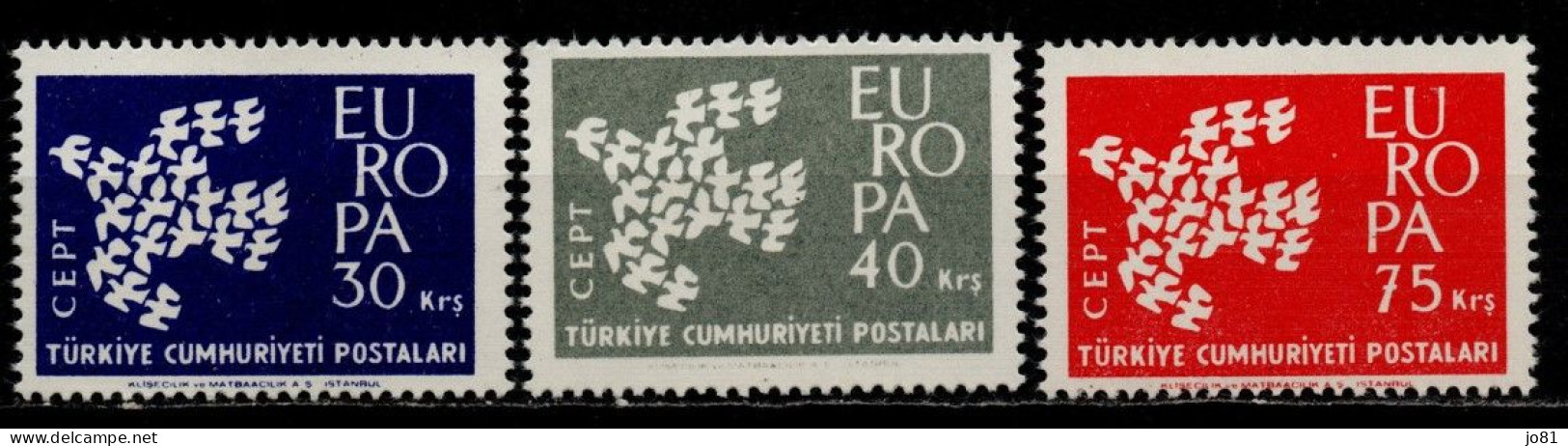 Turquie YT 1599-1601 Neuf Sans Charnière XX MNH Europa 1961 - Neufs