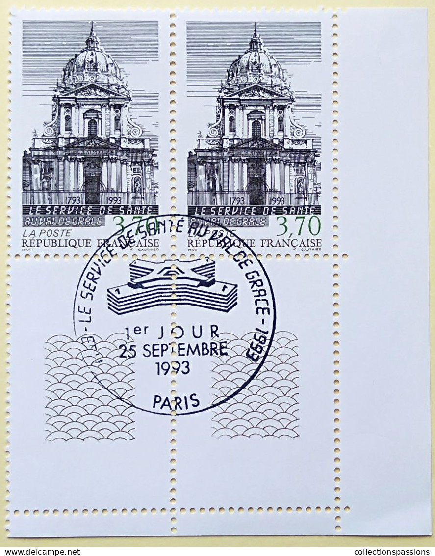 - N° 2830. Paire En Coin De Feuille. Le Service De Santé Du Val De Grâce. Oblitéré Premier Jour - - Used Stamps