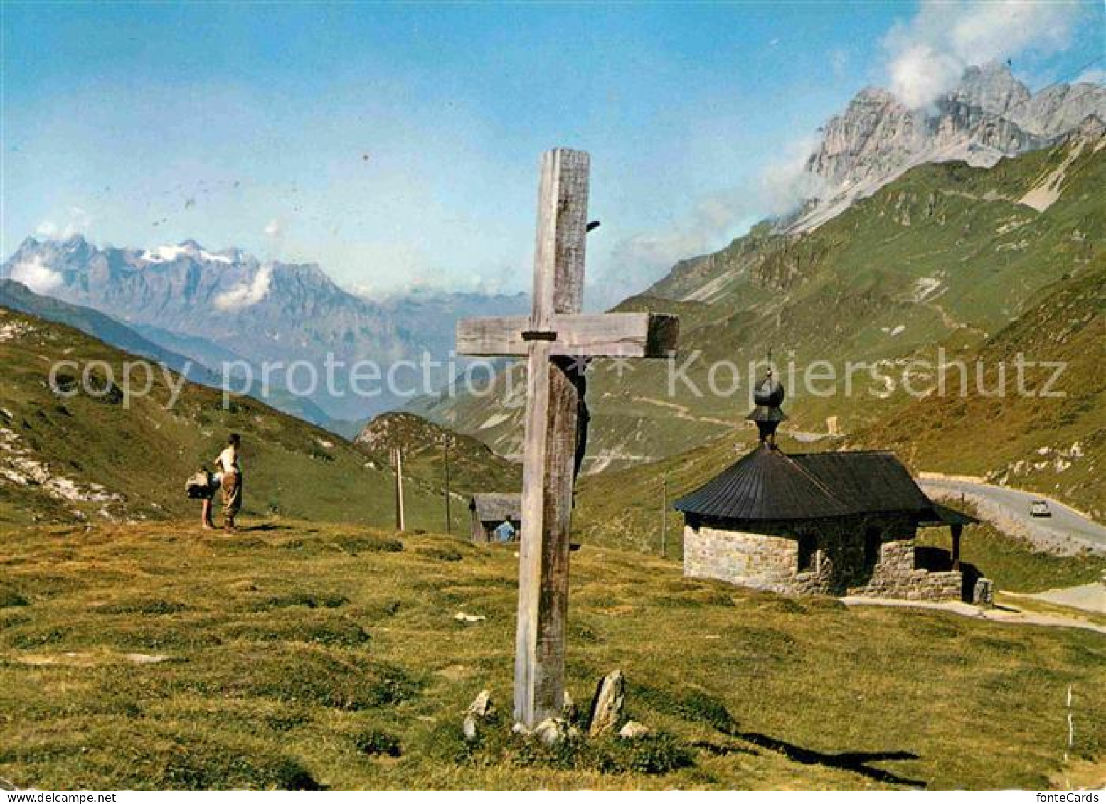 12649210 Klausenpasshoehe Kapelle Kreuz Gegen Schaechental Alpenpanorama Klausen - Autres & Non Classés