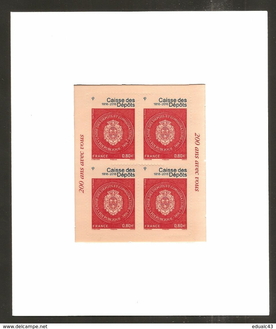 2016 - Bloc Feuillet F 1269 A  CAISSE DES DEPÔTS Dans Son Encart NEUF** LUXE MNH - Ongebruikt