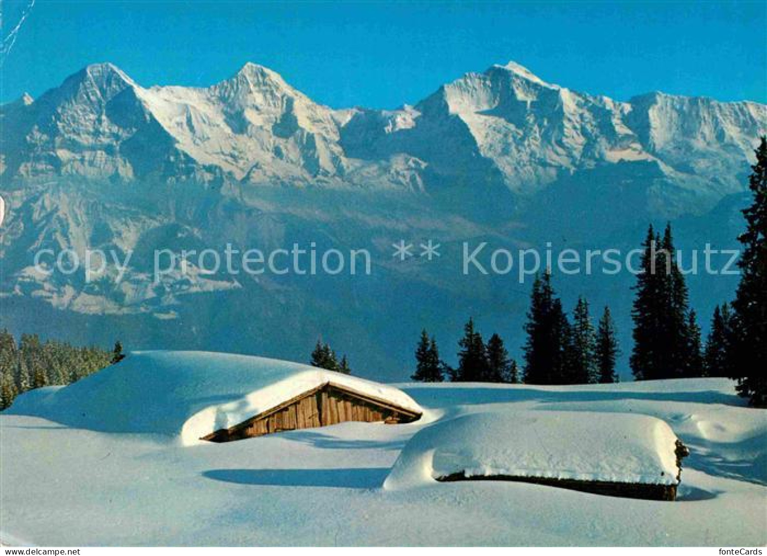 12649138 Muerren BE Winterlandschaft Mit Blick Zu Eiger Moench Und Jungfrau Bern - Other & Unclassified