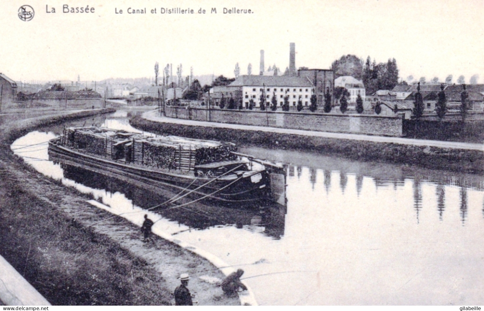59 -  LA BASSEE - Le Canal Et Distillerie De M Dellerue - Peniche Amarrée - Other & Unclassified