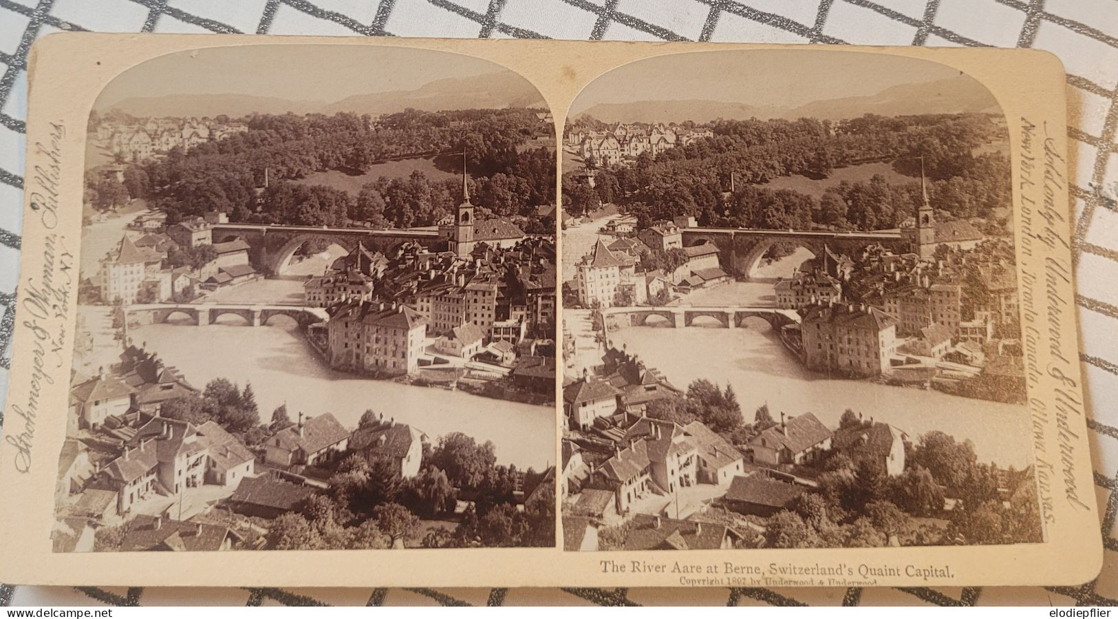 La Rivière Aare à Berne, La Capitale Recherchée De La Suisse. Underwood Stéréo - Visionneuses Stéréoscopiques