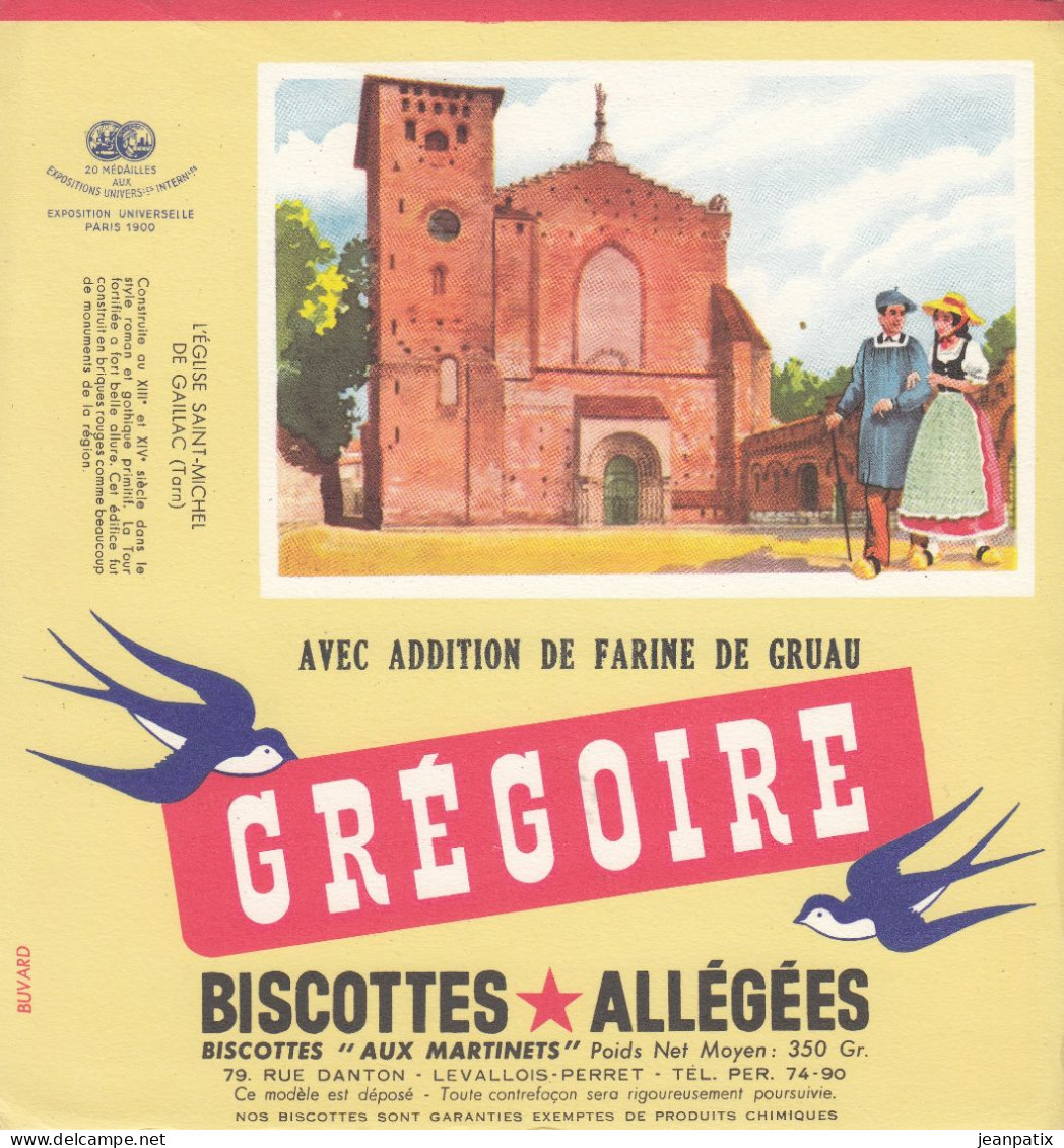 BUVARD & BLOTTER - Biscottes Grégoire -  L'église Saint Michel De GAILLAC (Tarn) - Autres & Non Classés