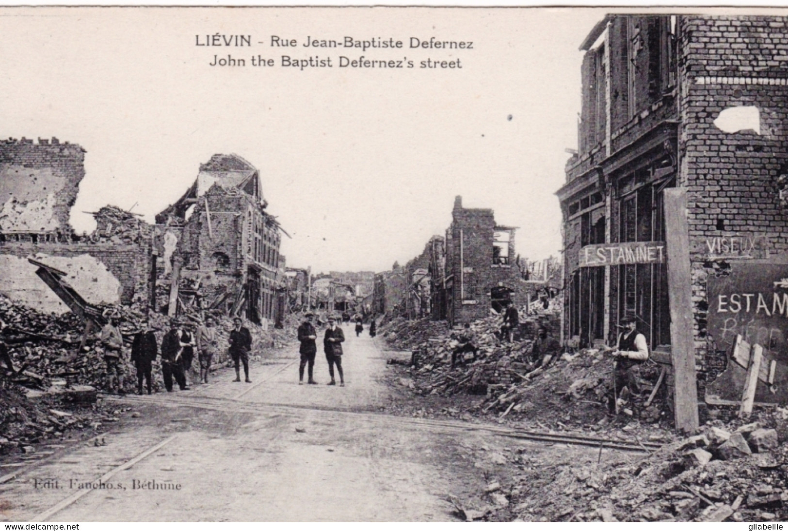 62 - Pas De Calais -  LIEVIN - La Rue Jean Baptiste Defernez - Estaminet - Guerre 1914 - Lievin