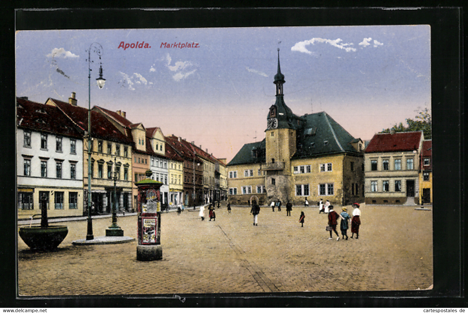 AK Apolda, Marktplatz, Litfasssäule, Rathaus  - Apolda