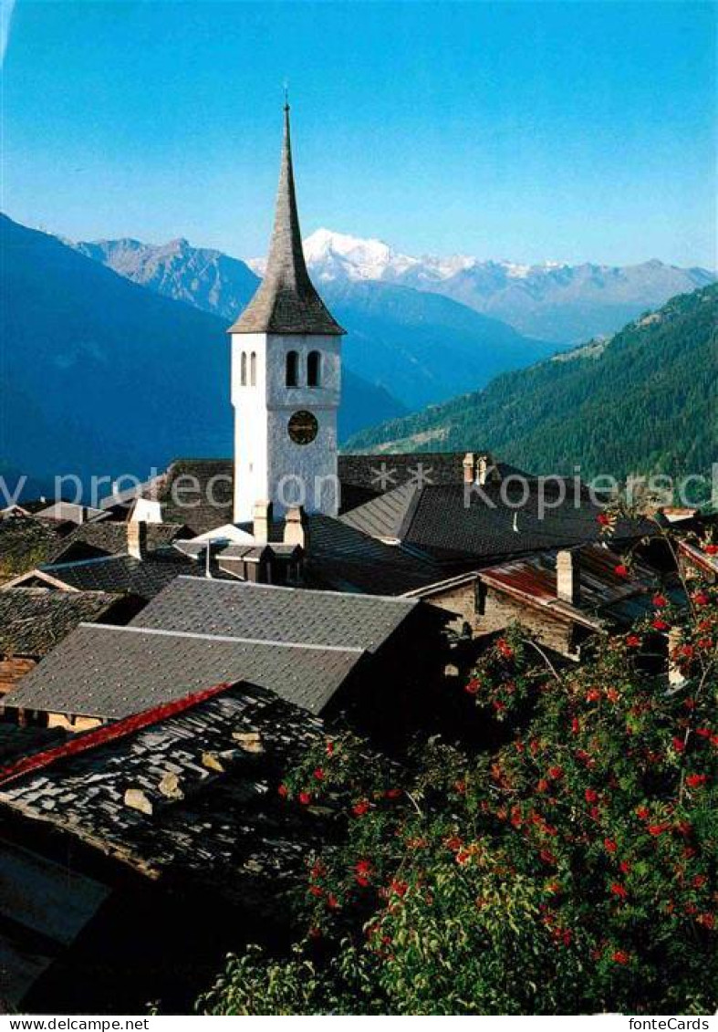 12647828 Bellwald Dorfpartie Mit Kirche Blick Zum Weisshorn Walliser Alpen Bellw - Sonstige & Ohne Zuordnung