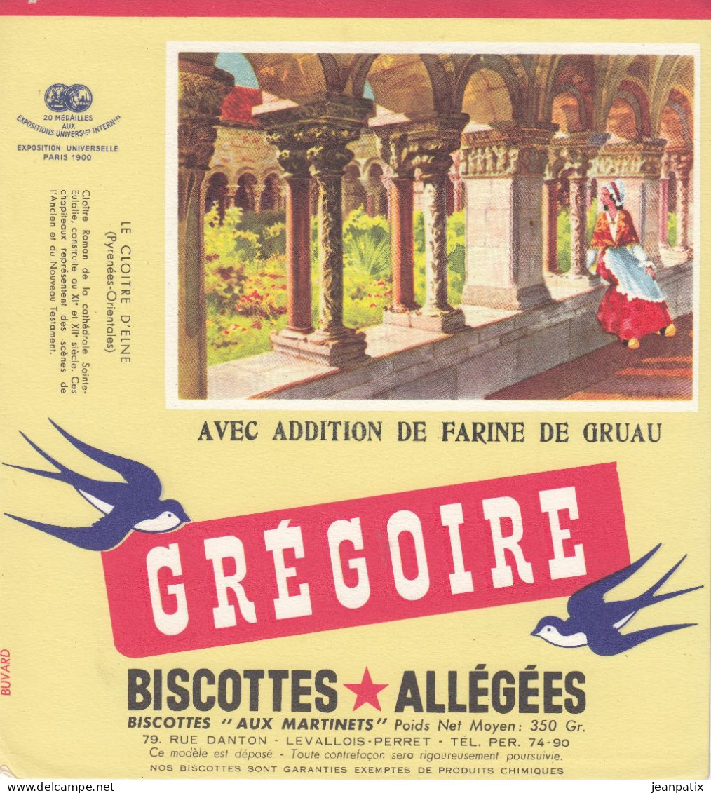 BUVARD & BLOTTER - Biscottes Grégoire -  Le Cloitre D'Elne (Pyrénées Orientales) - Autres & Non Classés