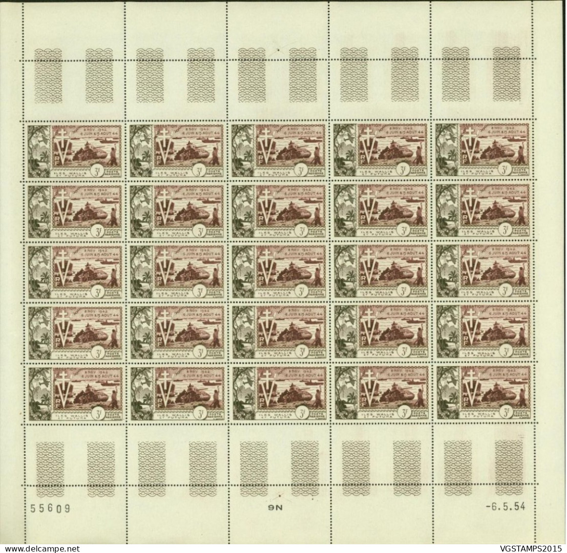 Wallis Et Futuna 1954 - Timbres Neufs. Yvert Nr.: PA14. Feuille De 25 Avec Coin Daté.RARE EN FEUILLE... (EB) AR-02368 - Unused Stamps