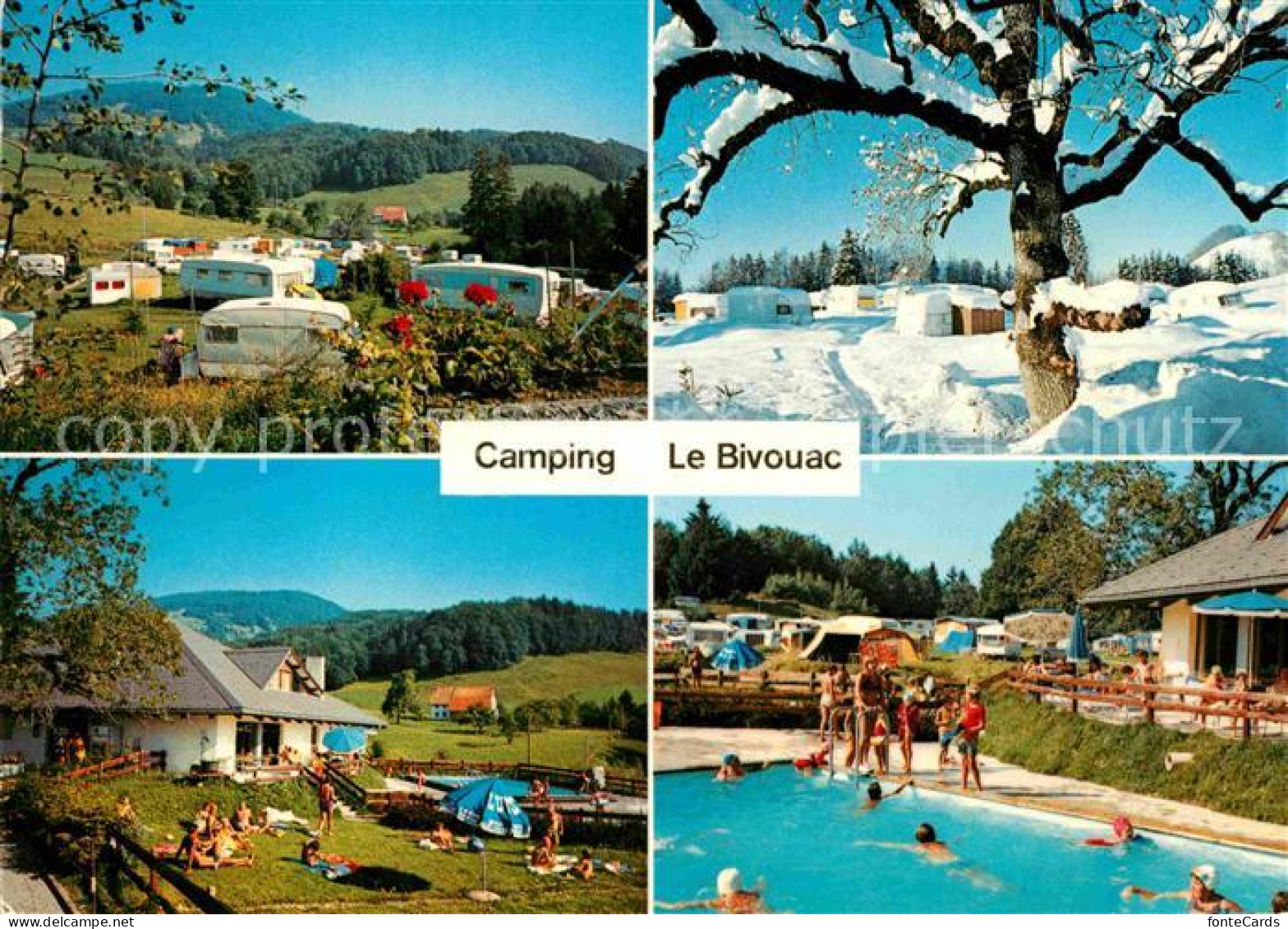 12647770 Les Paccots Camping Caravaning Le Bivouac Swimming Pool Winterpanorama  - Sonstige & Ohne Zuordnung