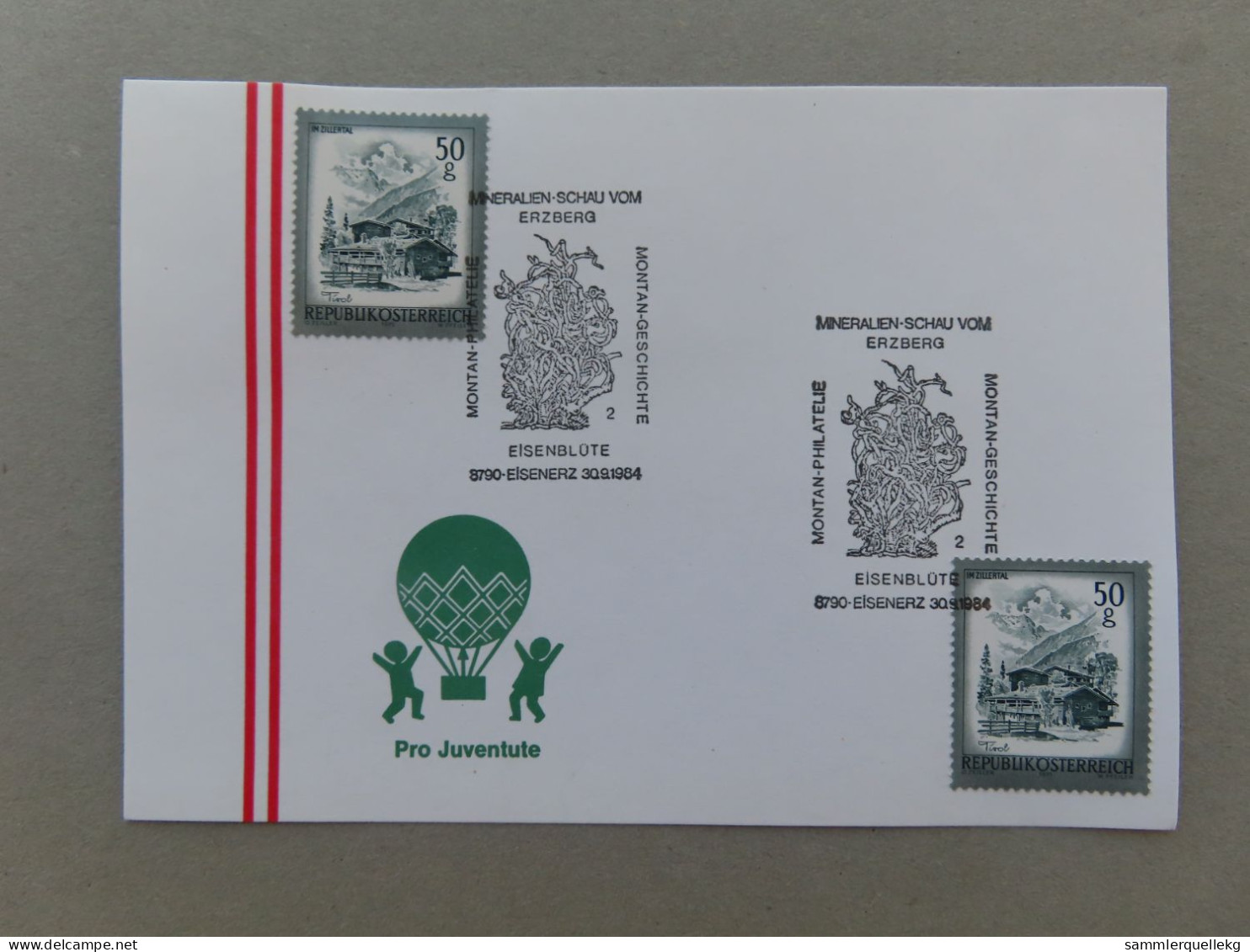 Österreich Pro Juventute - Mit Sonderstempel 30. 9. 1984 Eisenerz, Mineralien Schau Vom Erzberg (Nr.1145) - Sonstige & Ohne Zuordnung