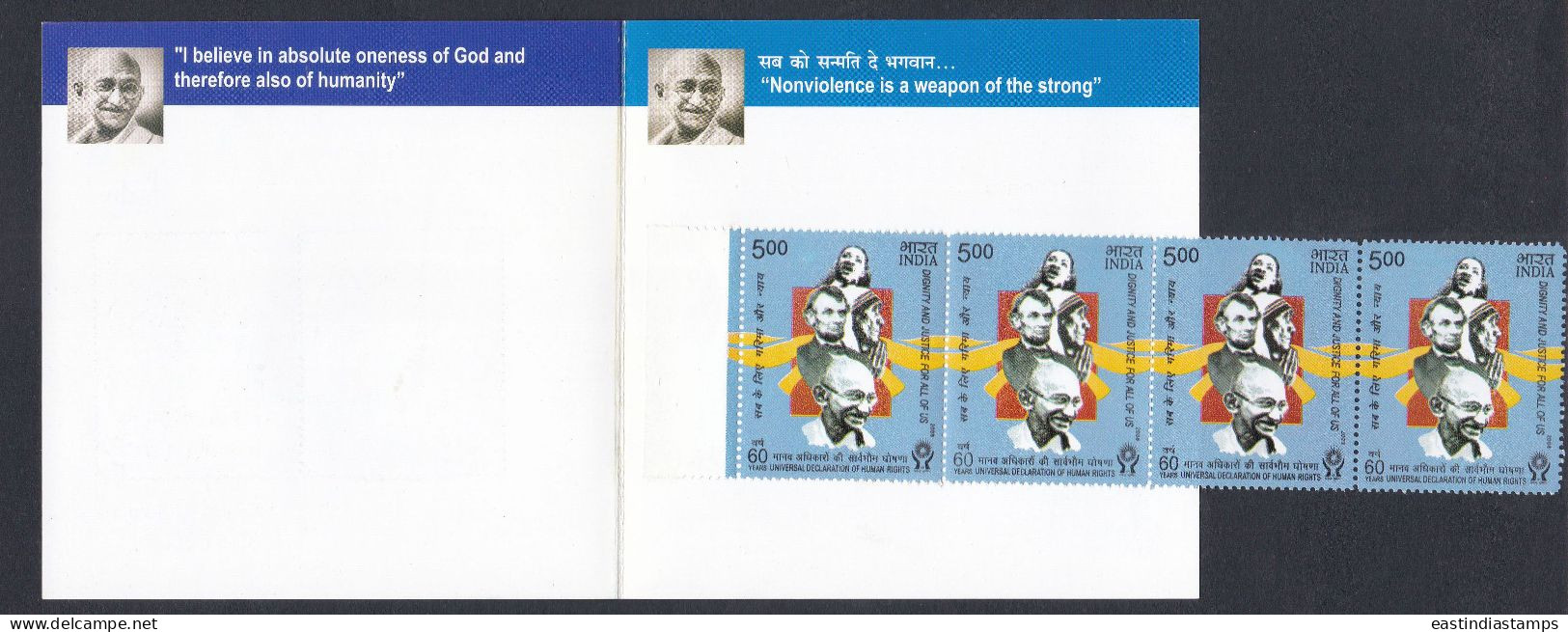 Inde India 2009 Mint Stamp Booklet Stamp Festival, Mahatma Gandhi, Indian Independence Leader - Sonstige & Ohne Zuordnung