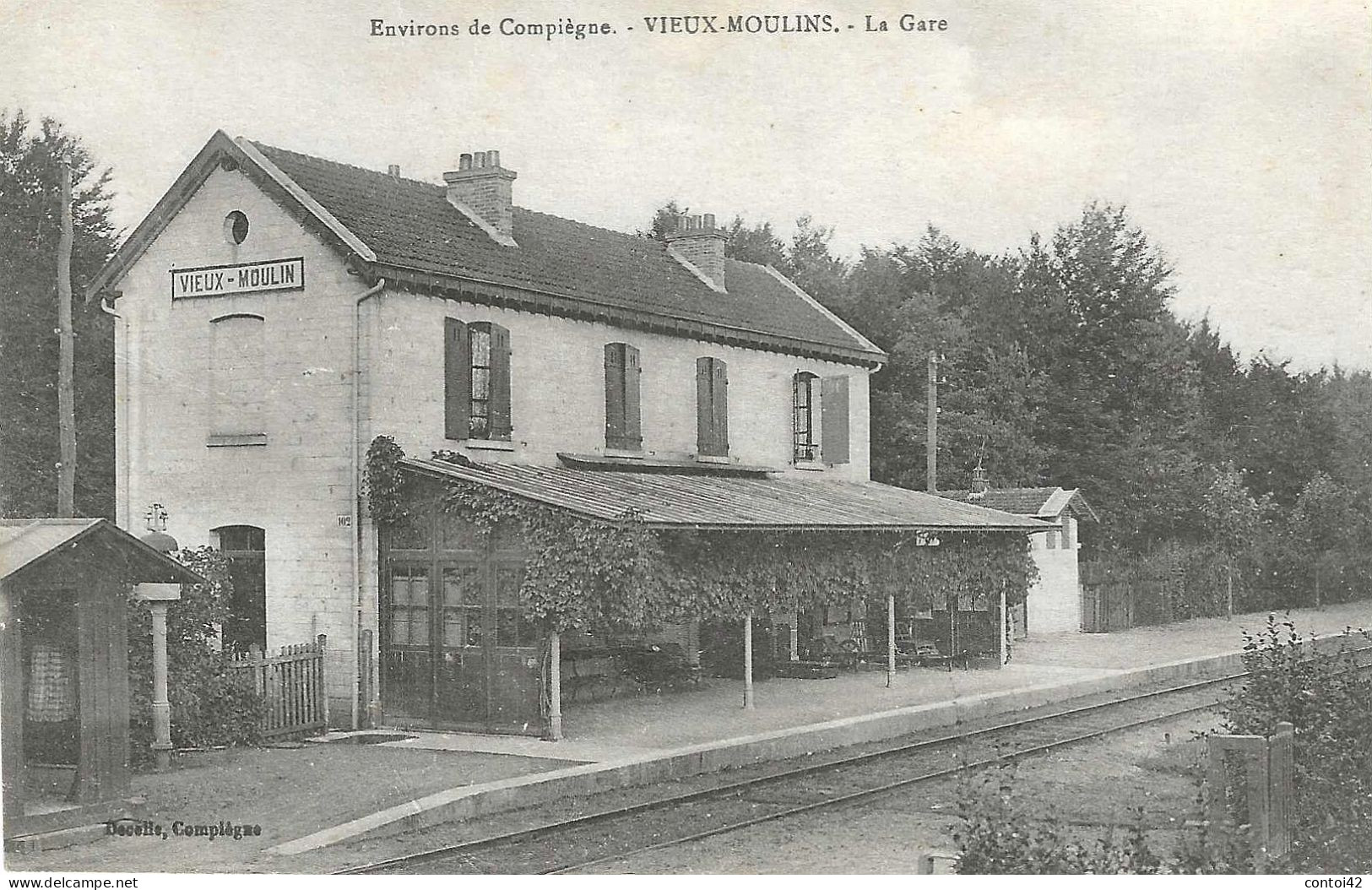 60 VIEUX MOULINS COMPIEGNE GARE CHEMINS DE FER TRAINS OISE - Andere & Zonder Classificatie