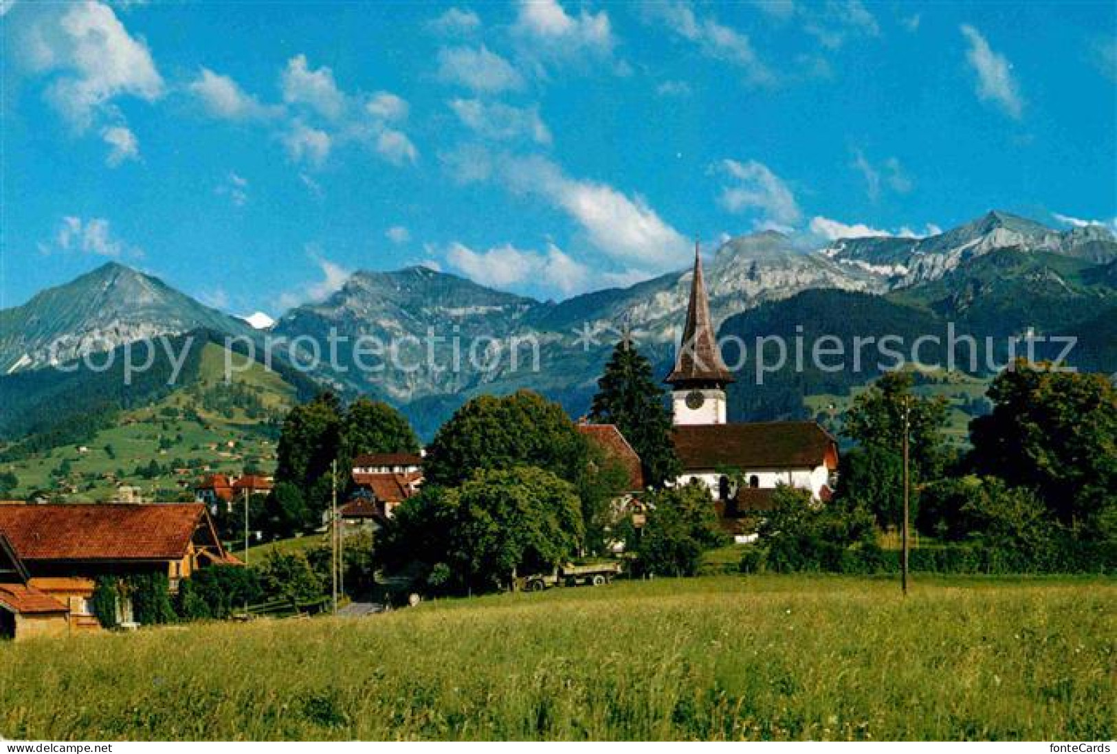 12646513 Aeschi BE Ortsansicht Mit Kirche Morgenberghorn Schwalmern First Dreisp - Sonstige & Ohne Zuordnung