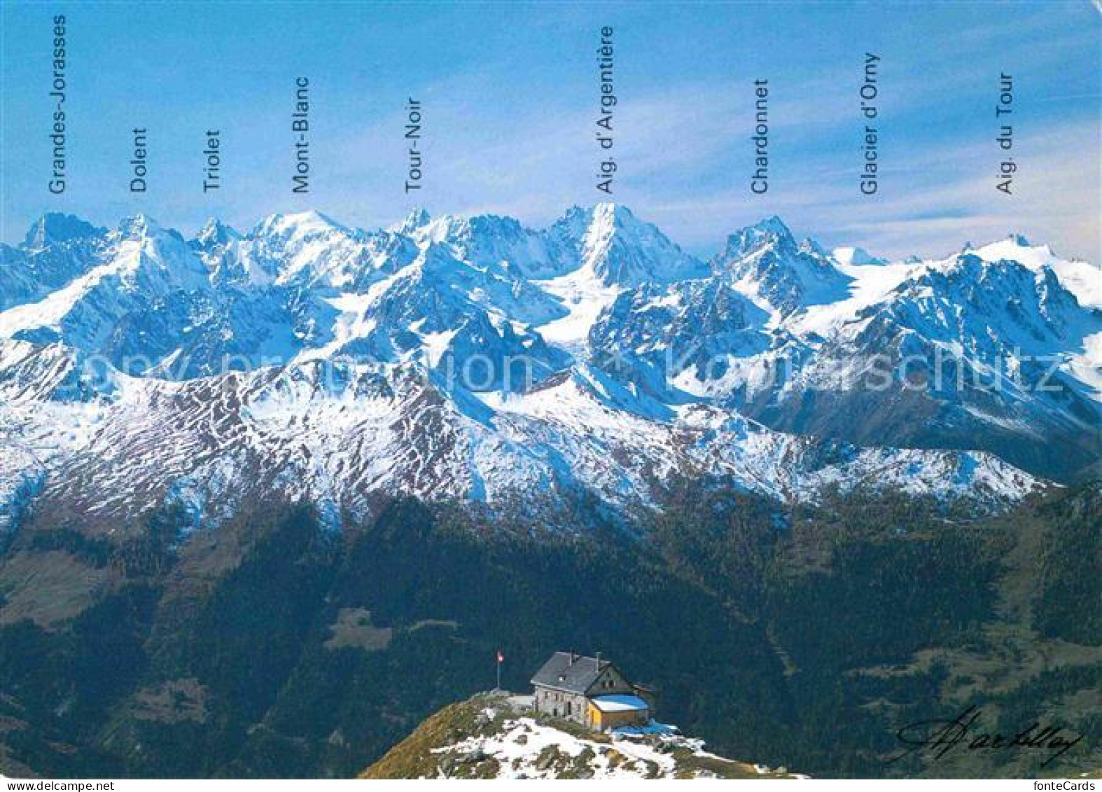 12646321 Mont Fort Tortin La Cabane Mont Fort Et Le Massif Du Mont Blanc Mont Fo - Altri & Non Classificati