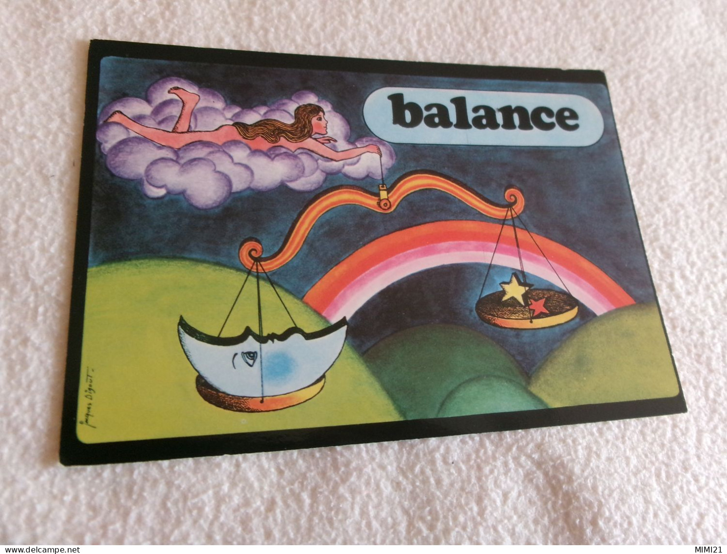 BELLE ILLUSTRATION ASTROLOGIE "LA BALANCE" ..FEMME NUE ..SIGNE JACQUES DIGOUT - Altri & Non Classificati