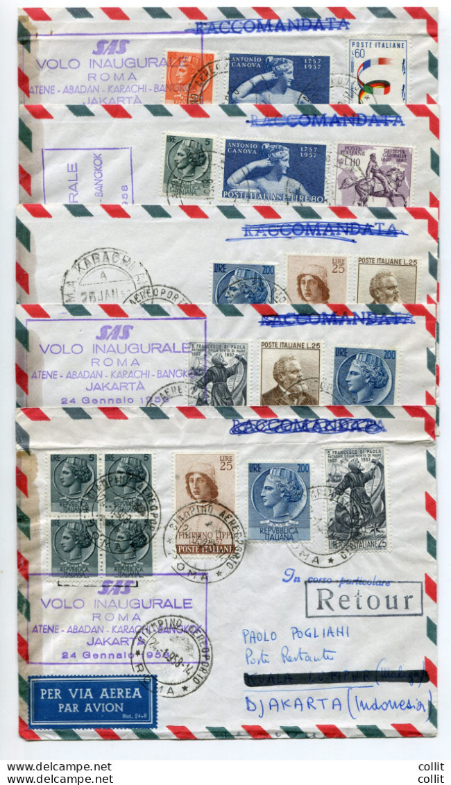 S.A.S. Roma/Atene, Abadan, Karachi, Bangkok E Giacarta Del 24.1.58 - Airmail