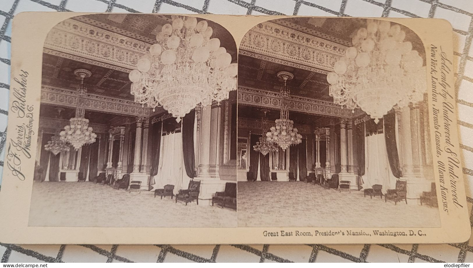 Grand Salon Est, Palais Du Président, Washington, Etats Unis. Underwood Stéréo - Stereoskope - Stereobetrachter