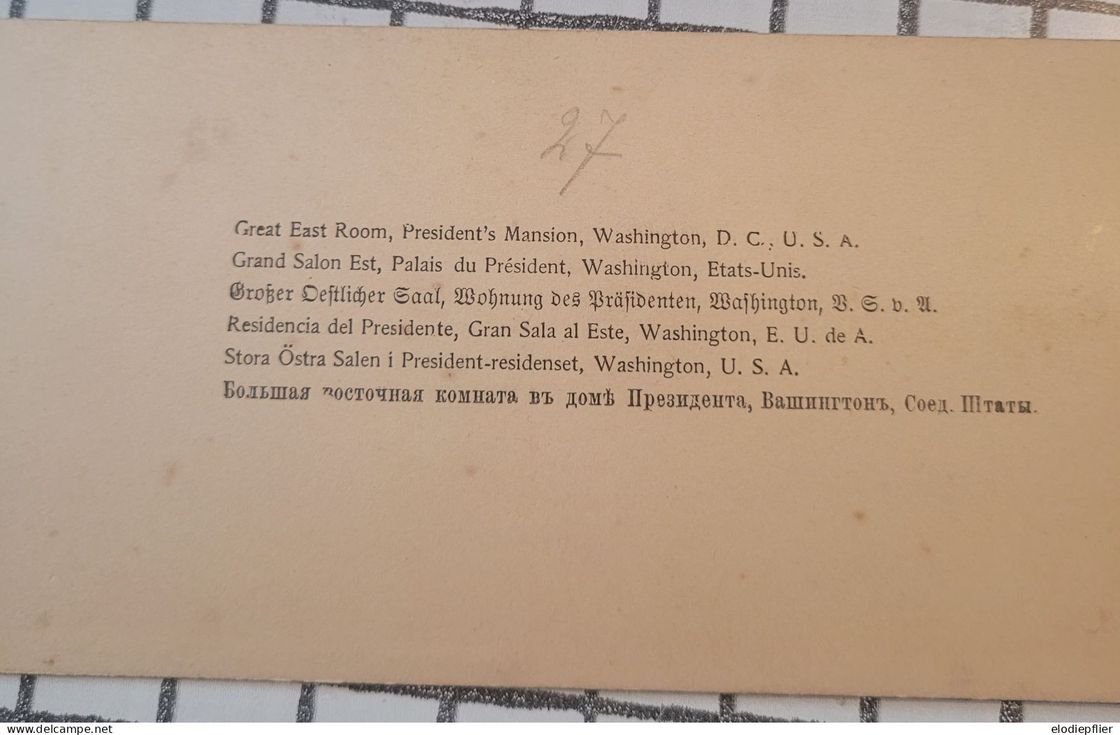 Grand Salon Est, Palais Du Président, Washington, Etats Unis. Underwood Stéréo - Visores Estereoscópicos