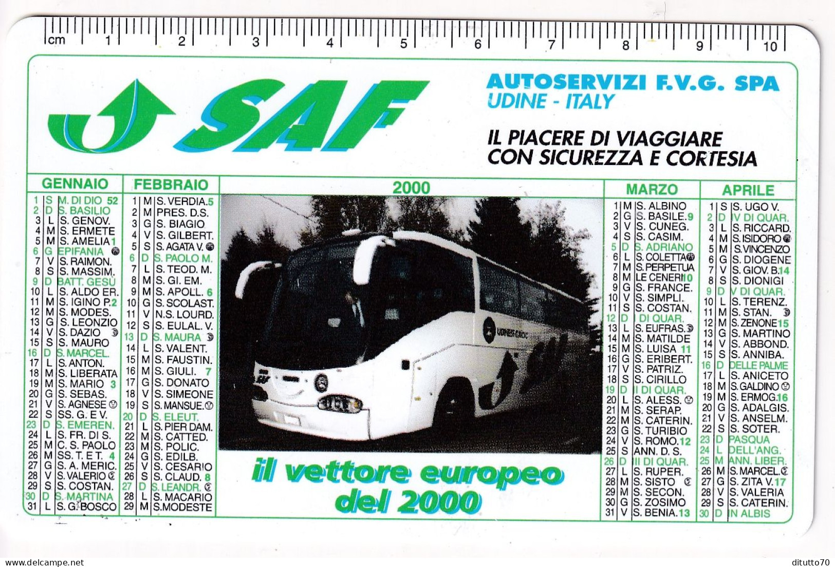 Calendarietto - SAT - Autoservizi - Udine - Anno 2000 - Small : 1991-00